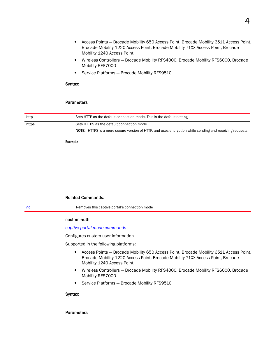 Custom-auth | Brocade Mobility RFS Controller CLI Reference Guide (Supporting software release 5.5.0.0 and later) User Manual | Page 199 / 1355