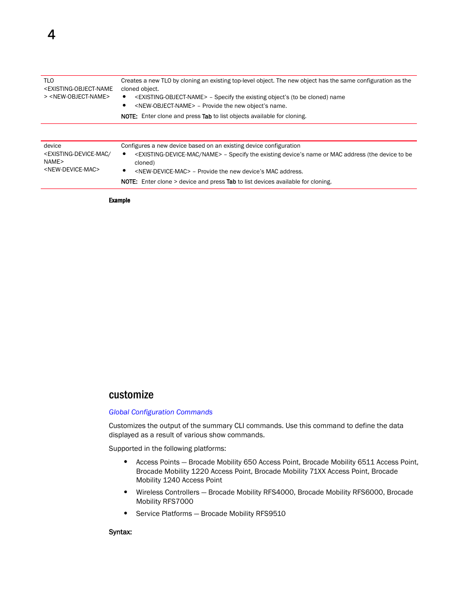 Customize | Brocade Mobility RFS Controller CLI Reference Guide (Supporting software release 5.5.0.0 and later) User Manual | Page 232 / 1355