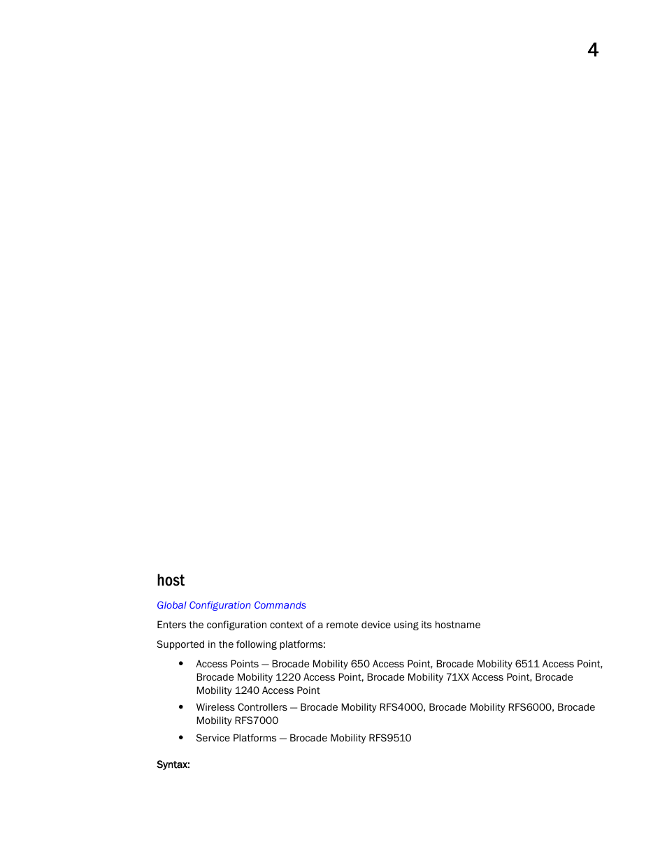 Host | Brocade Mobility RFS Controller CLI Reference Guide (Supporting software release 5.5.0.0 and later) User Manual | Page 265 / 1355