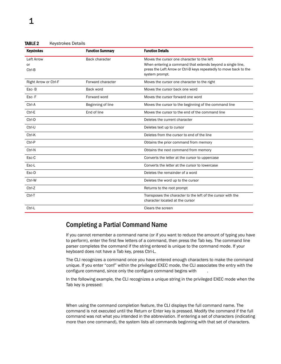 Completing a partial command name, Table 2 | Brocade Mobility RFS Controller CLI Reference Guide (Supporting software release 5.5.0.0 and later) User Manual | Page 27 / 1355