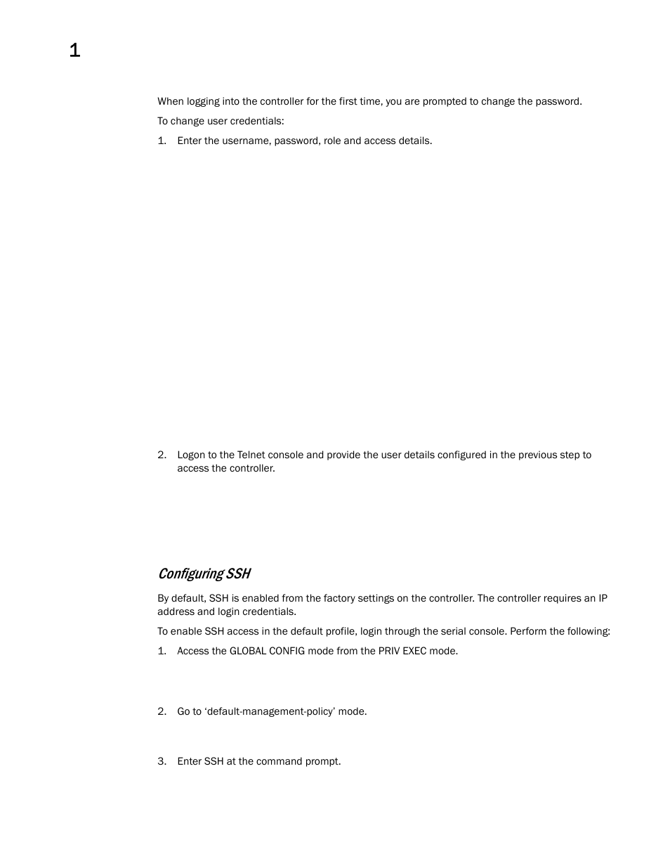 Configuring ssh | Brocade Mobility RFS Controller CLI Reference Guide (Supporting software release 5.5.0.0 and later) User Manual | Page 31 / 1355