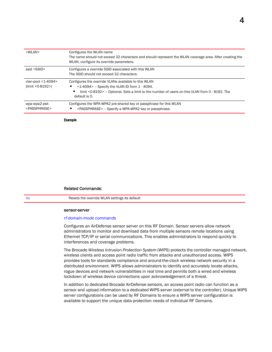 Sensor-server | Brocade Mobility RFS Controller CLI Reference Guide (Supporting software release 5.5.0.0 and later) User Manual | Page 319 / 1355