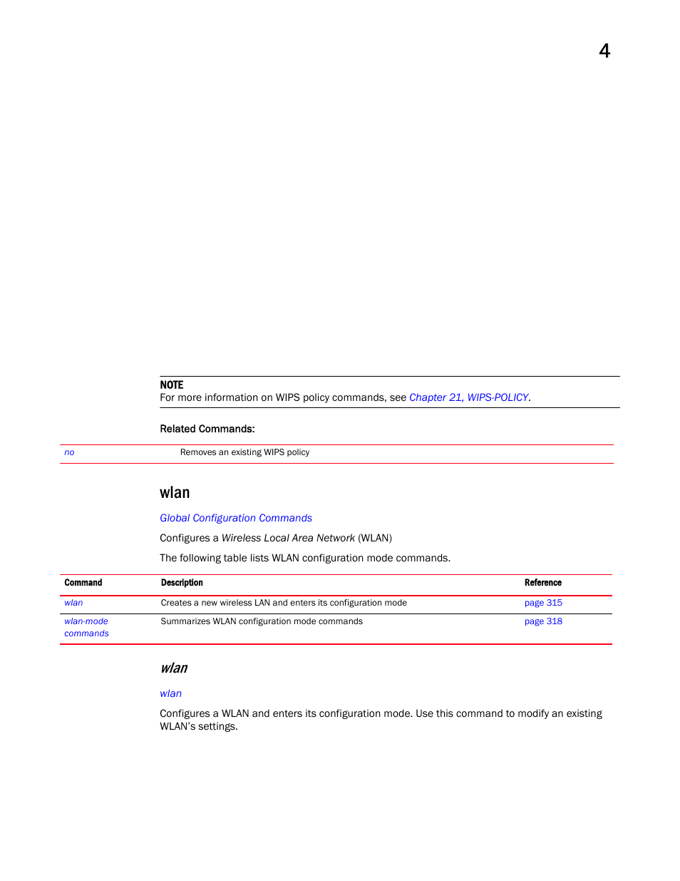 Wlan | Brocade Mobility RFS Controller CLI Reference Guide (Supporting software release 5.5.0.0 and later) User Manual | Page 331 / 1355