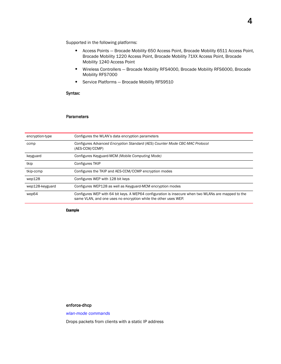 Enforce-dhcp | Brocade Mobility RFS Controller CLI Reference Guide (Supporting software release 5.5.0.0 and later) User Manual | Page 353 / 1355