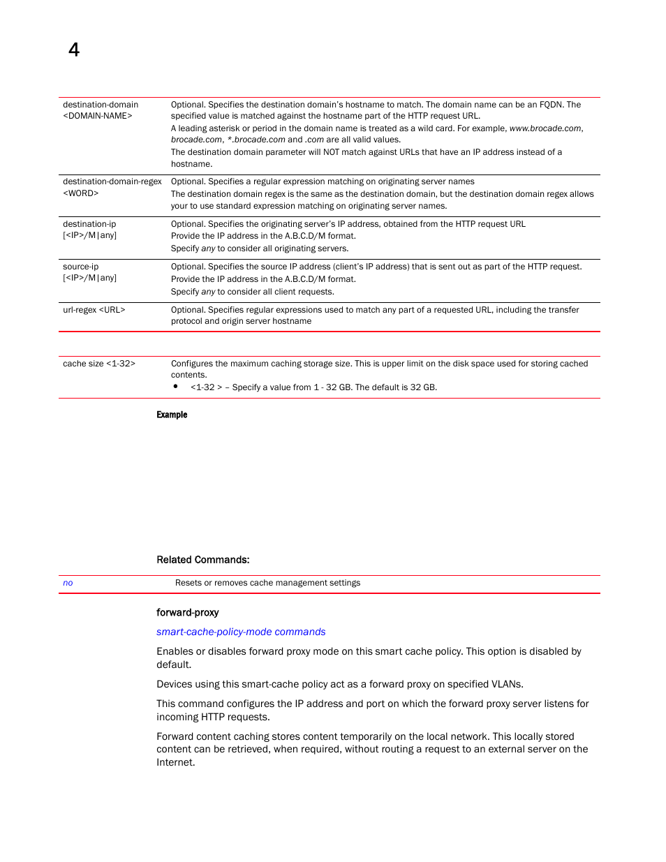 Forward-proxy | Brocade Mobility RFS Controller CLI Reference Guide (Supporting software release 5.5.0.0 and later) User Manual | Page 392 / 1355