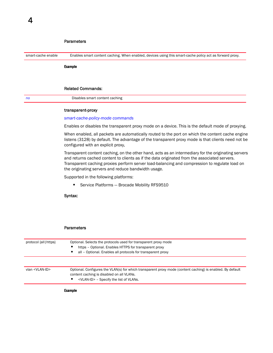 Transparent-proxy | Brocade Mobility RFS Controller CLI Reference Guide (Supporting software release 5.5.0.0 and later) User Manual | Page 398 / 1355