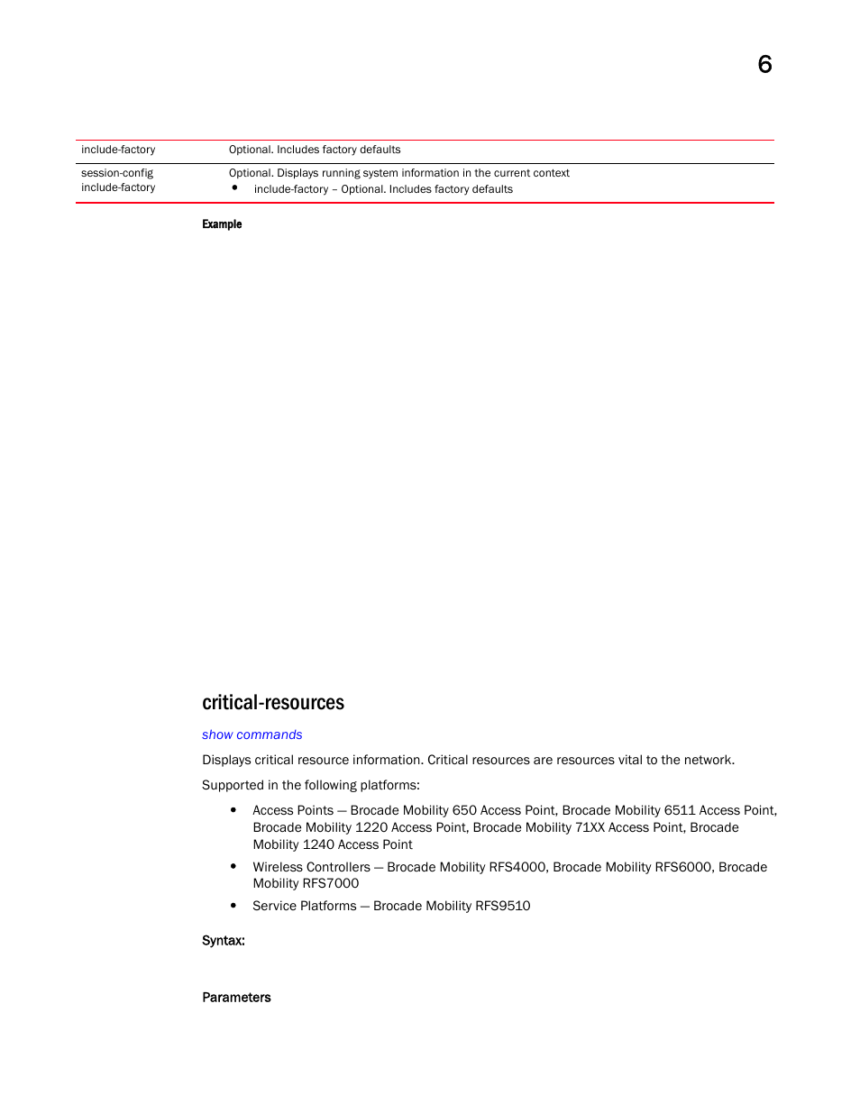 Critical-resources | Brocade Mobility RFS Controller CLI Reference Guide (Supporting software release 5.5.0.0 and later) User Manual | Page 463 / 1355