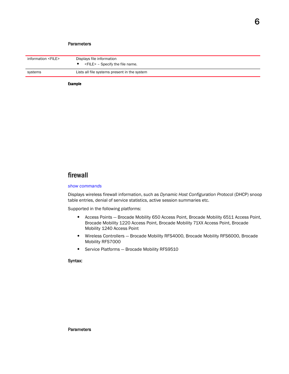 Firewall | Brocade Mobility RFS Controller CLI Reference Guide (Supporting software release 5.5.0.0 and later) User Manual | Page 477 / 1355