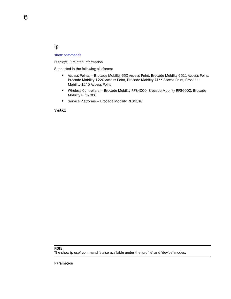 Brocade Mobility RFS Controller CLI Reference Guide (Supporting software release 5.5.0.0 and later) User Manual | Page 486 / 1355