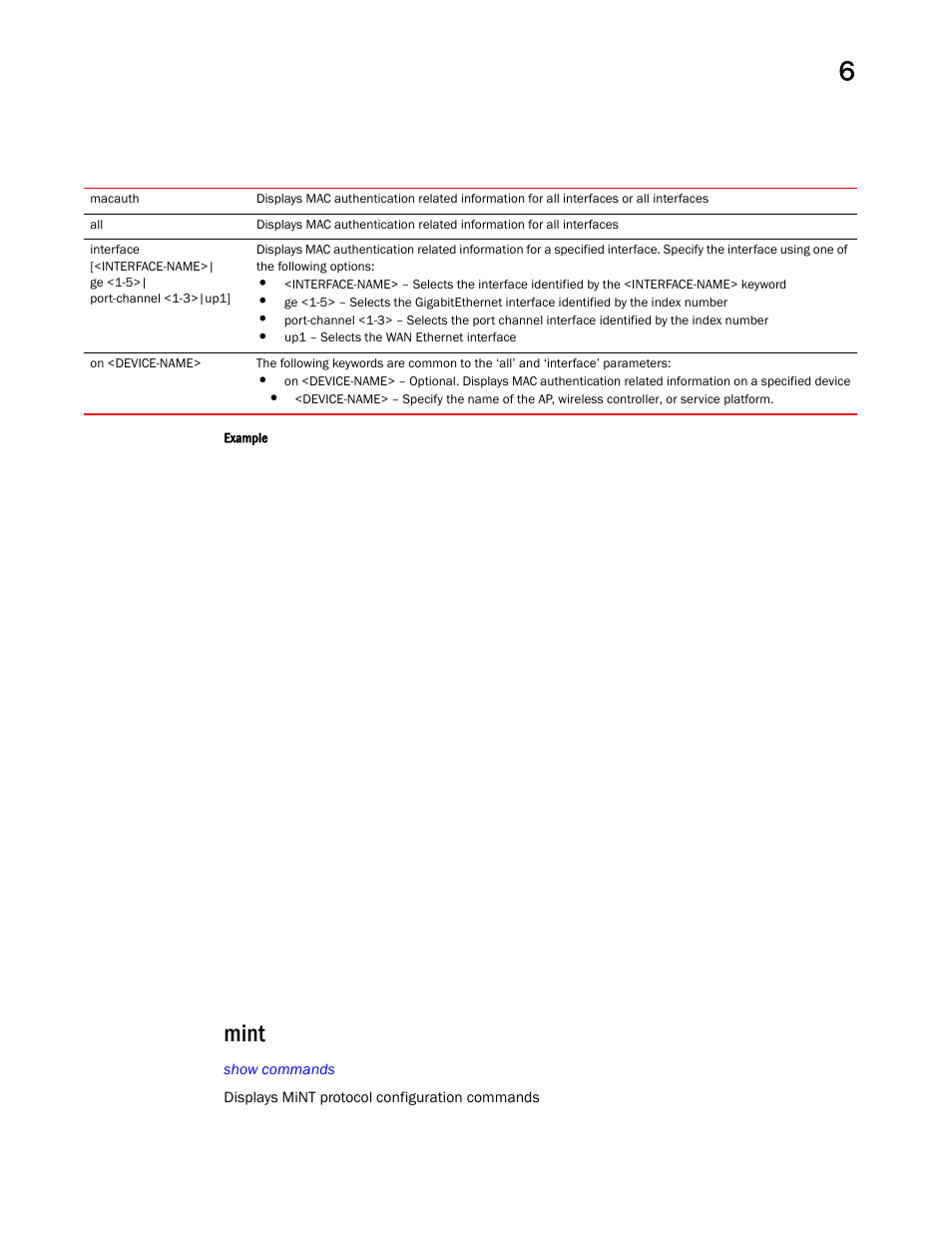 Mint | Brocade Mobility RFS Controller CLI Reference Guide (Supporting software release 5.5.0.0 and later) User Manual | Page 503 / 1355
