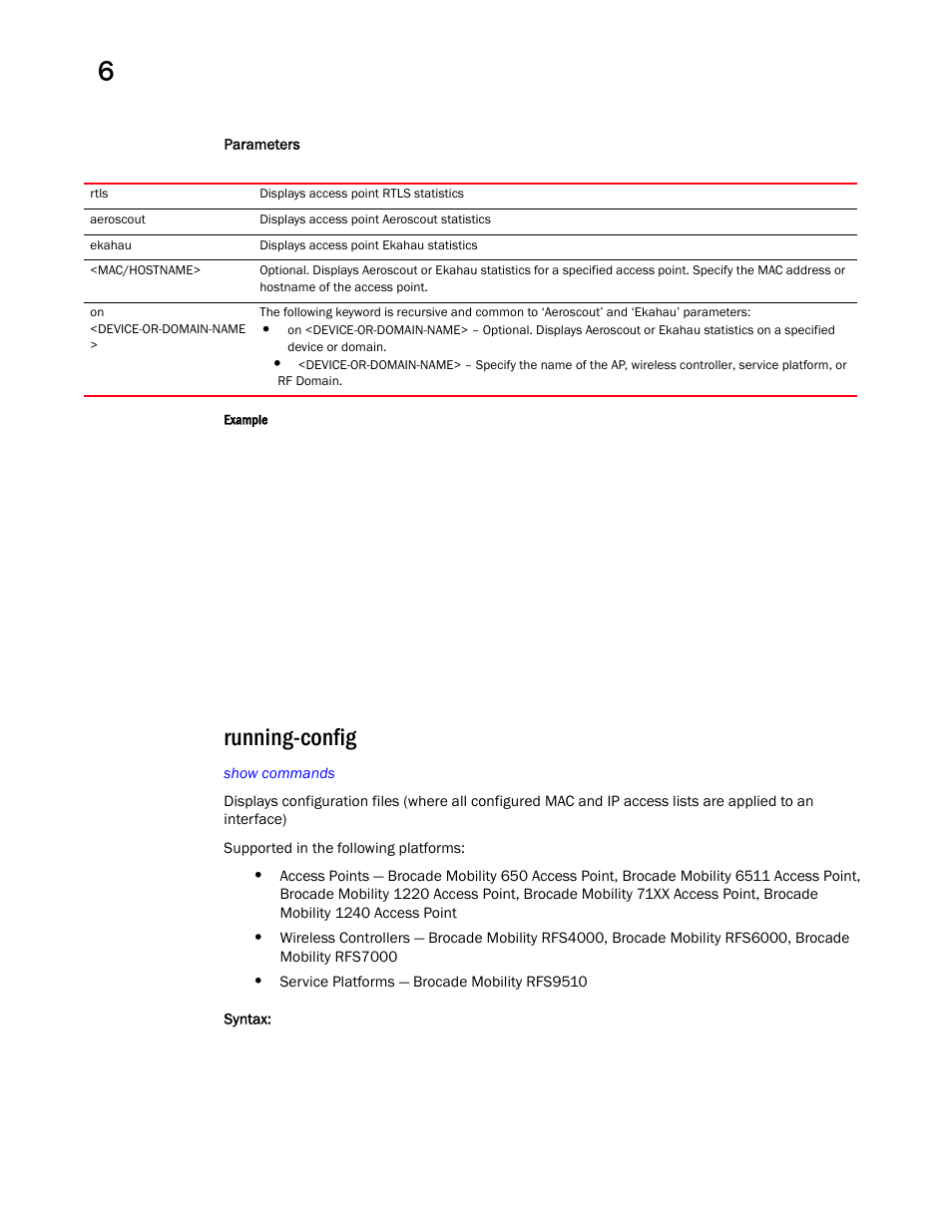 Running-config | Brocade Mobility RFS Controller CLI Reference Guide (Supporting software release 5.5.0.0 and later) User Manual | Page 512 / 1355