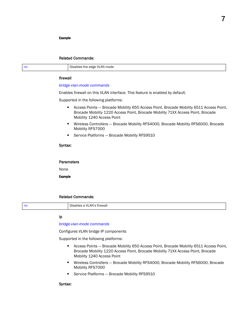 Firewall | Brocade Mobility RFS Controller CLI Reference Guide (Supporting software release 5.5.0.0 and later) User Manual | Page 576 / 1355