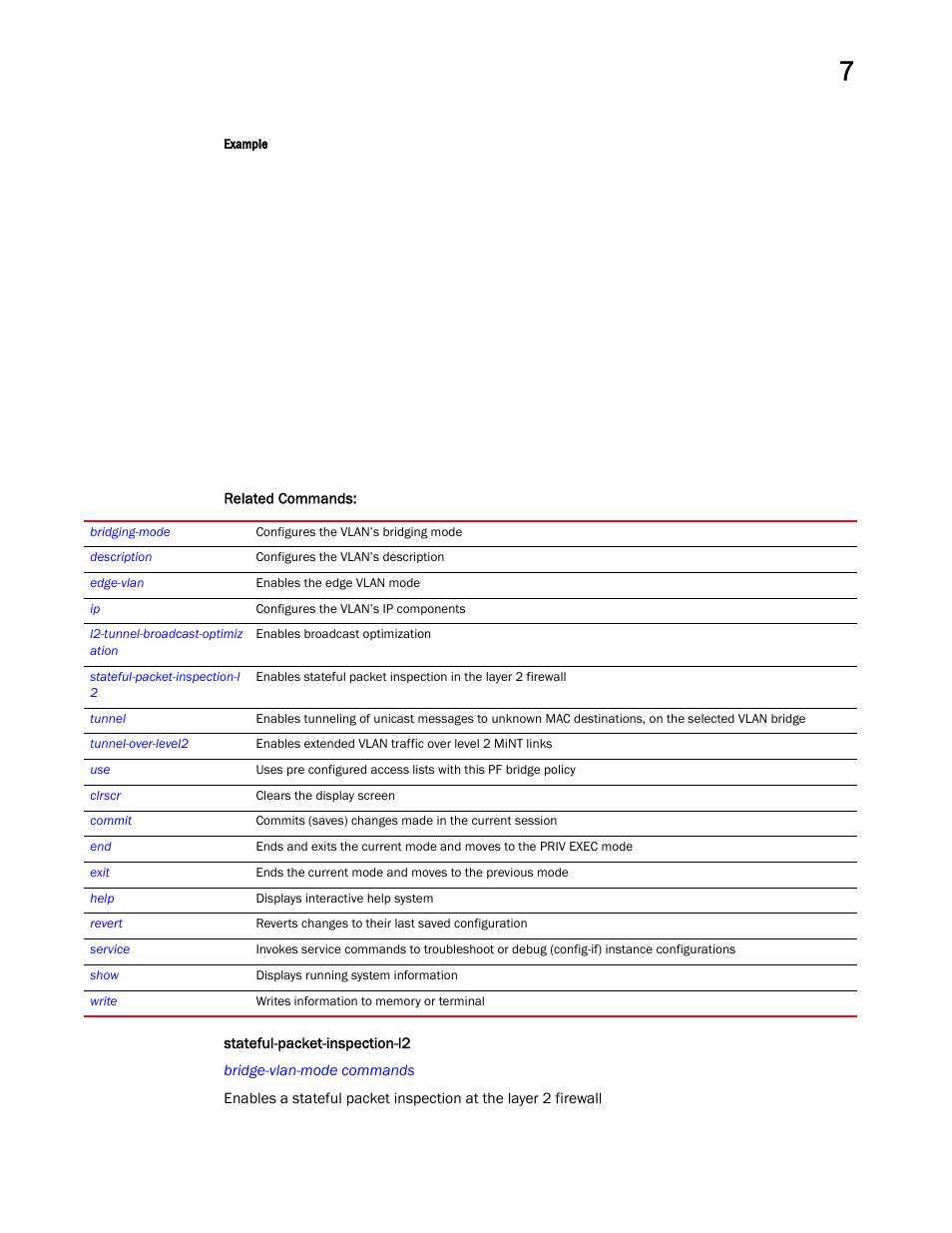 Stateful-packet-inspectio n-l2 | Brocade Mobility RFS Controller CLI Reference Guide (Supporting software release 5.5.0.0 and later) User Manual | Page 582 / 1355