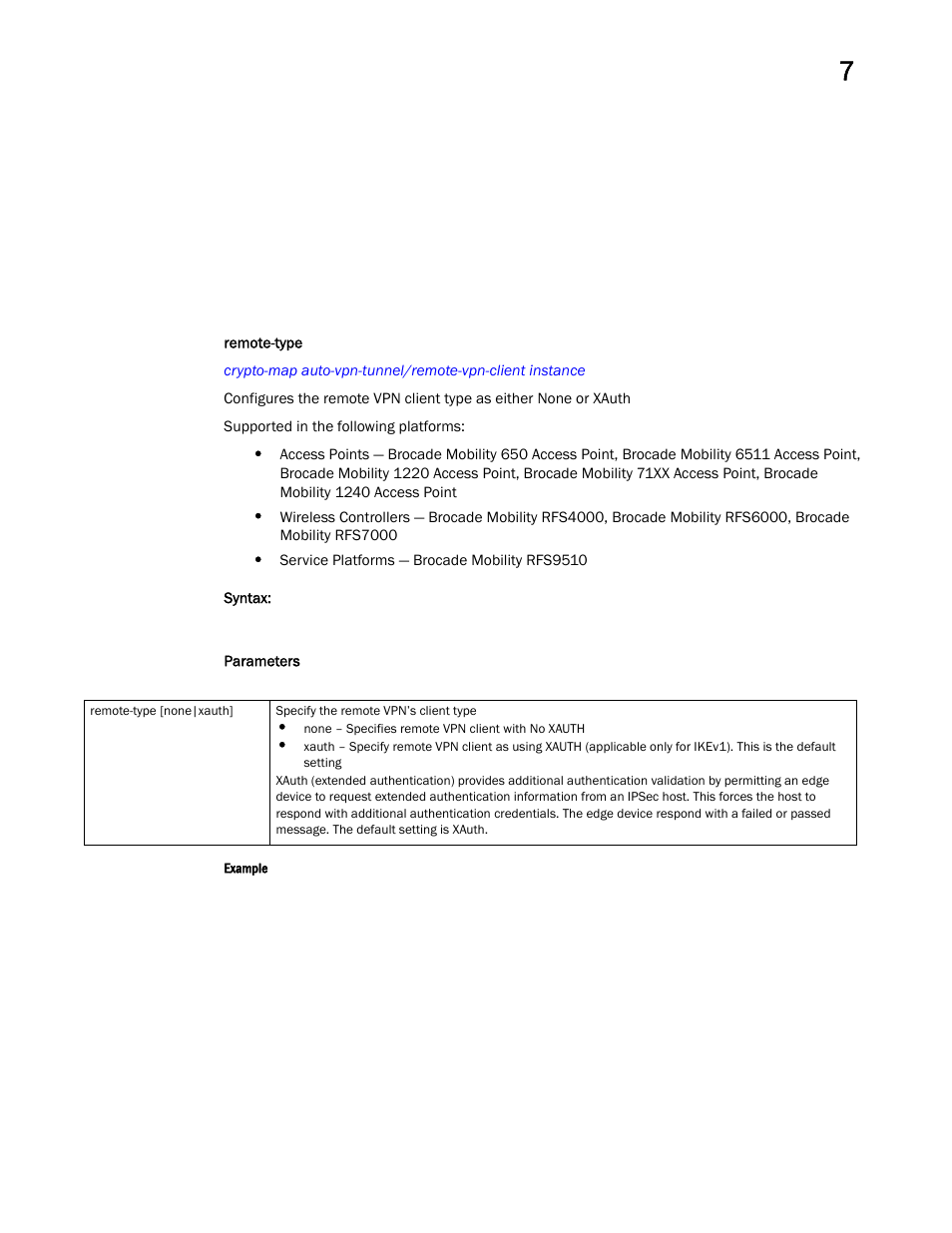 Remote-type | Brocade Mobility RFS Controller CLI Reference Guide (Supporting software release 5.5.0.0 and later) User Manual | Page 628 / 1355