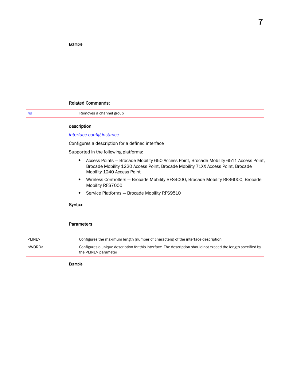 Description | Brocade Mobility RFS Controller CLI Reference Guide (Supporting software release 5.5.0.0 and later) User Manual | Page 672 / 1355