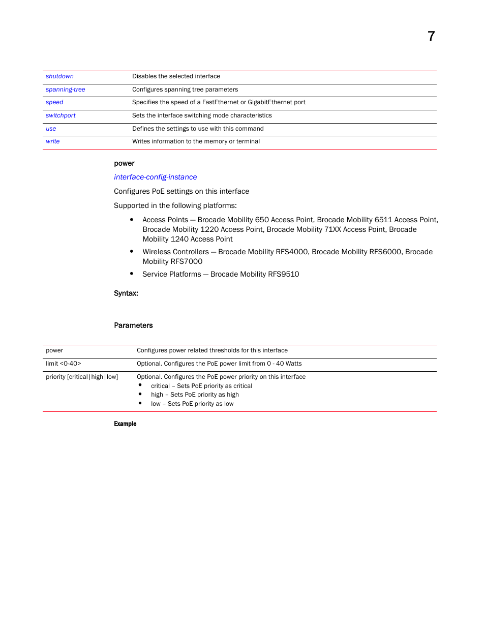 Power | Brocade Mobility RFS Controller CLI Reference Guide (Supporting software release 5.5.0.0 and later) User Manual | Page 680 / 1355