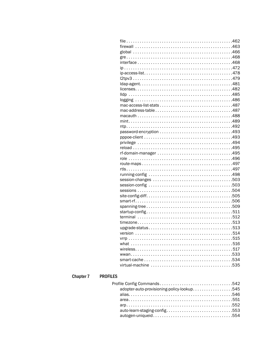 Brocade Mobility RFS Controller CLI Reference Guide (Supporting software release 5.5.0.0 and later) User Manual | Page 7 / 1355