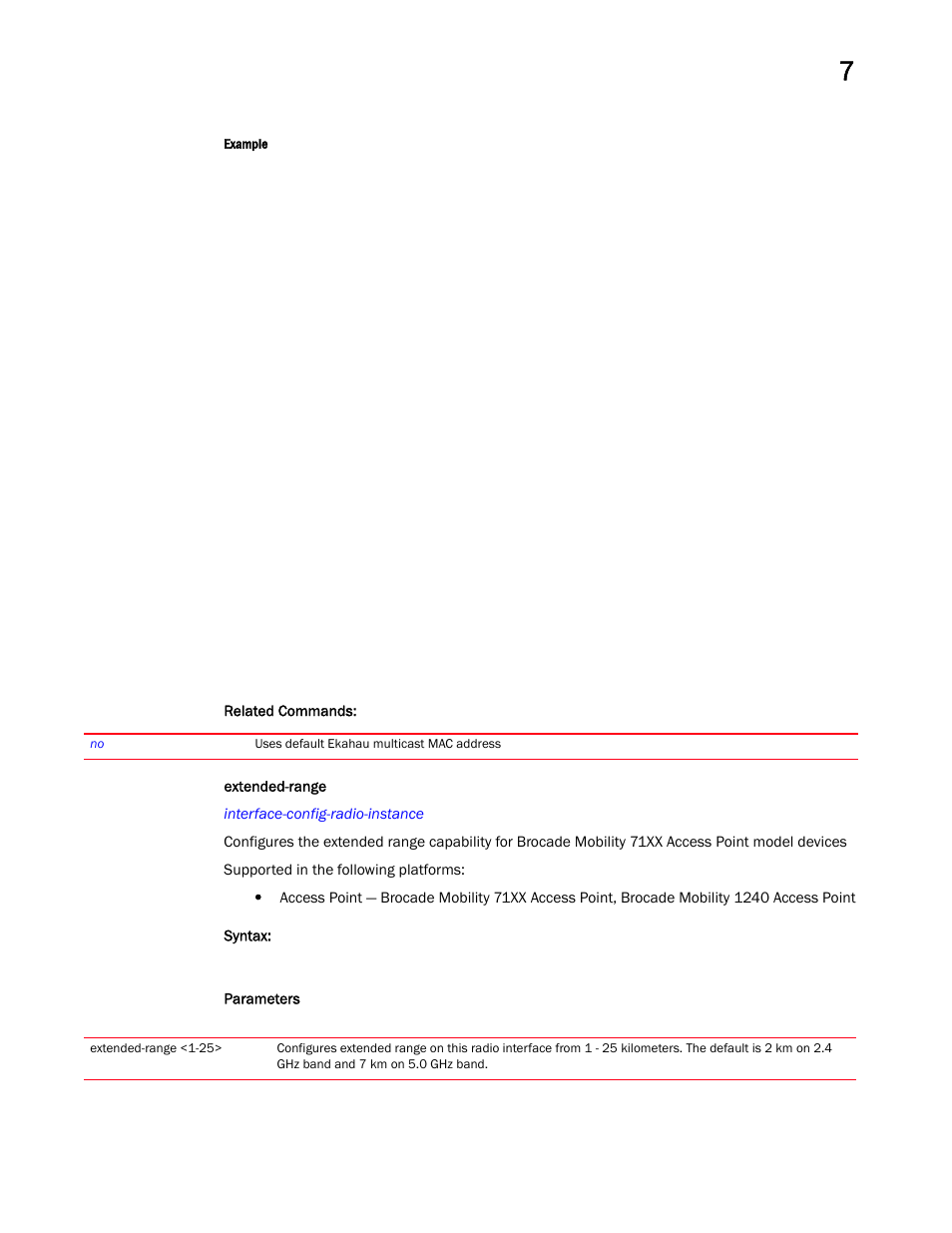 Extended-range | Brocade Mobility RFS Controller CLI Reference Guide (Supporting software release 5.5.0.0 and later) User Manual | Page 716 / 1355