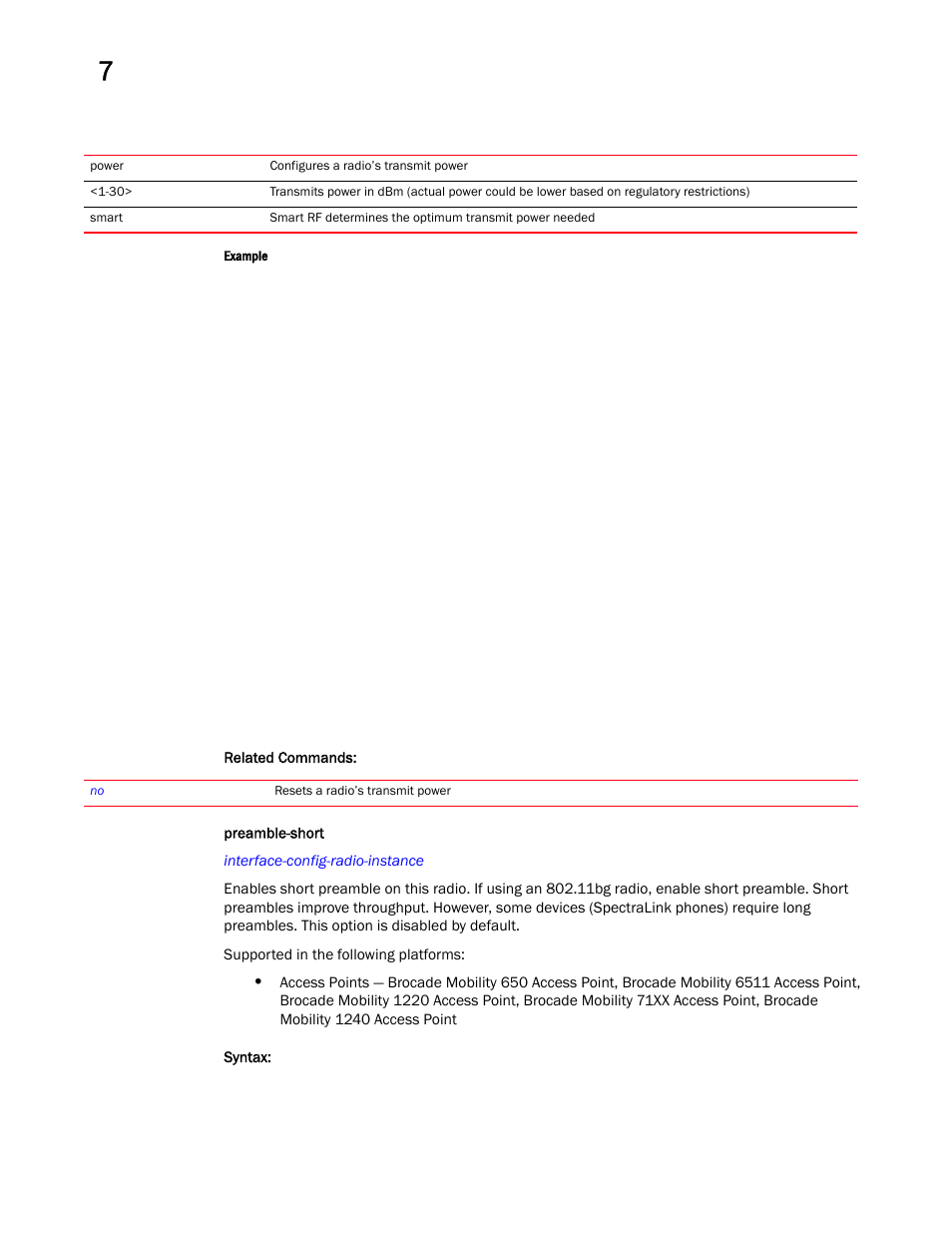 Preamble-short | Brocade Mobility RFS Controller CLI Reference Guide (Supporting software release 5.5.0.0 and later) User Manual | Page 731 / 1355