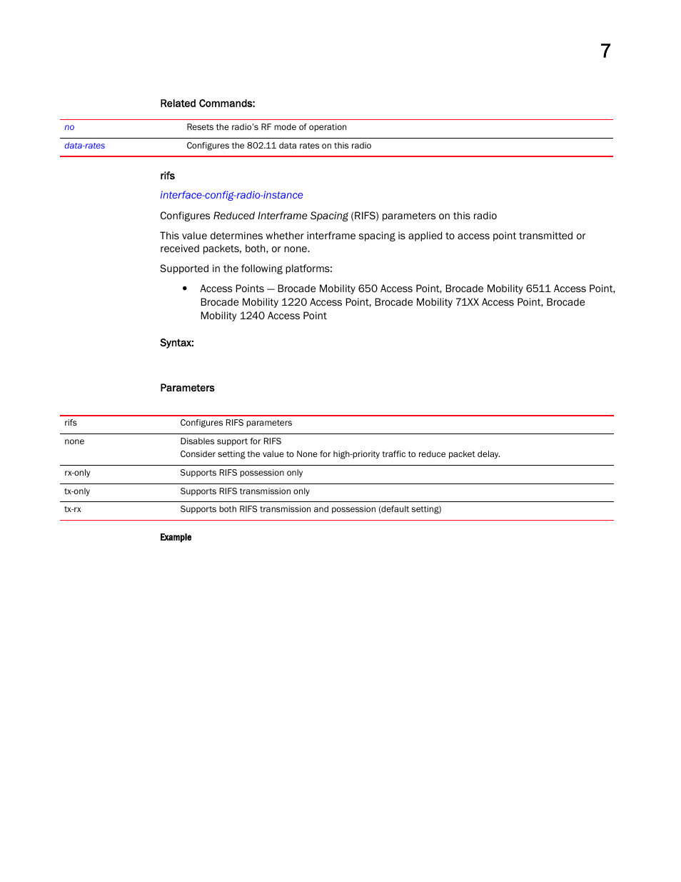 Rifs | Brocade Mobility RFS Controller CLI Reference Guide (Supporting software release 5.5.0.0 and later) User Manual | Page 738 / 1355