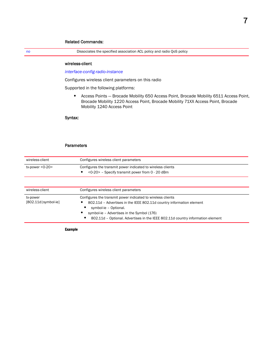 Wireless-client | Brocade Mobility RFS Controller CLI Reference Guide (Supporting software release 5.5.0.0 and later) User Manual | Page 744 / 1355