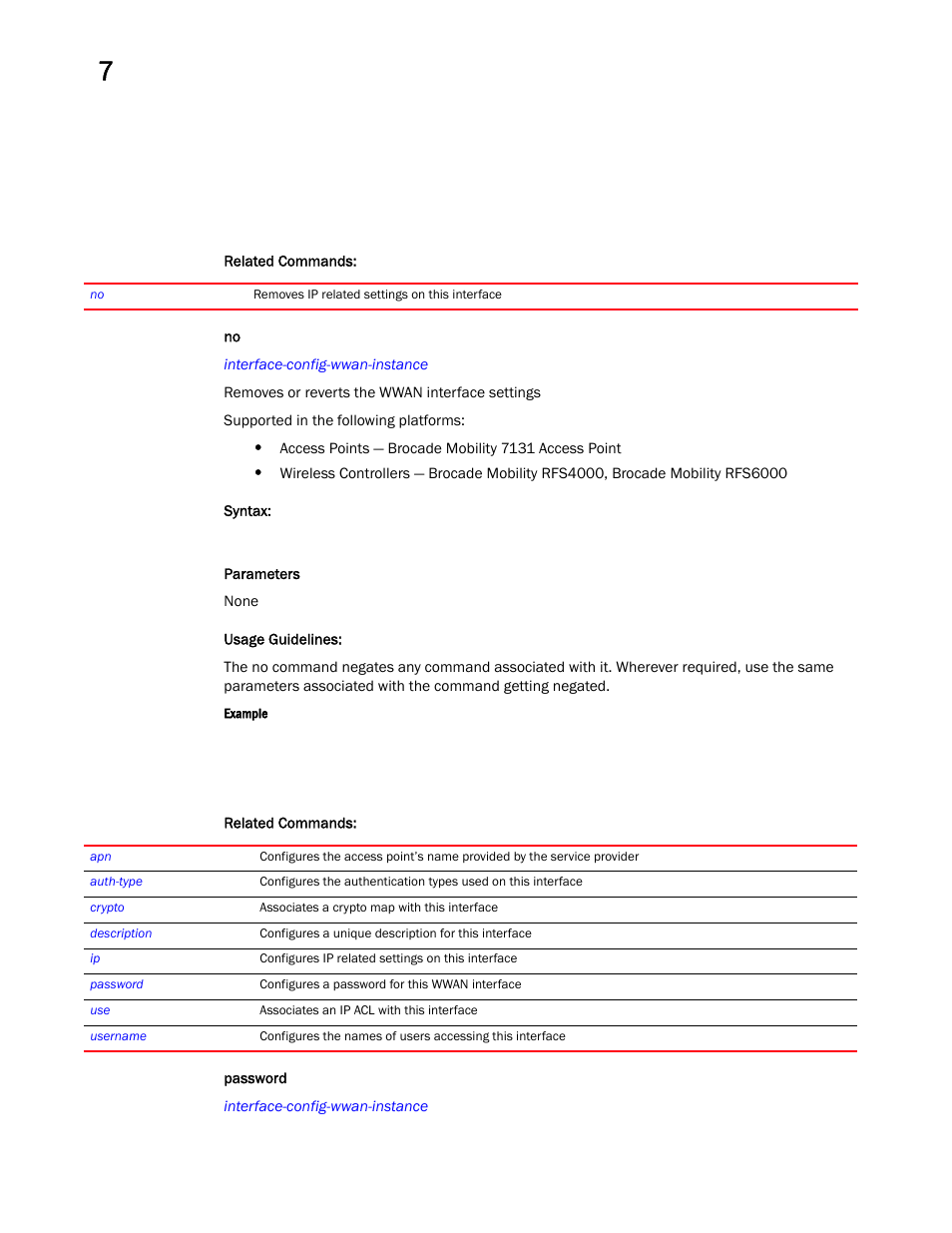 Password | Brocade Mobility RFS Controller CLI Reference Guide (Supporting software release 5.5.0.0 and later) User Manual | Page 751 / 1355