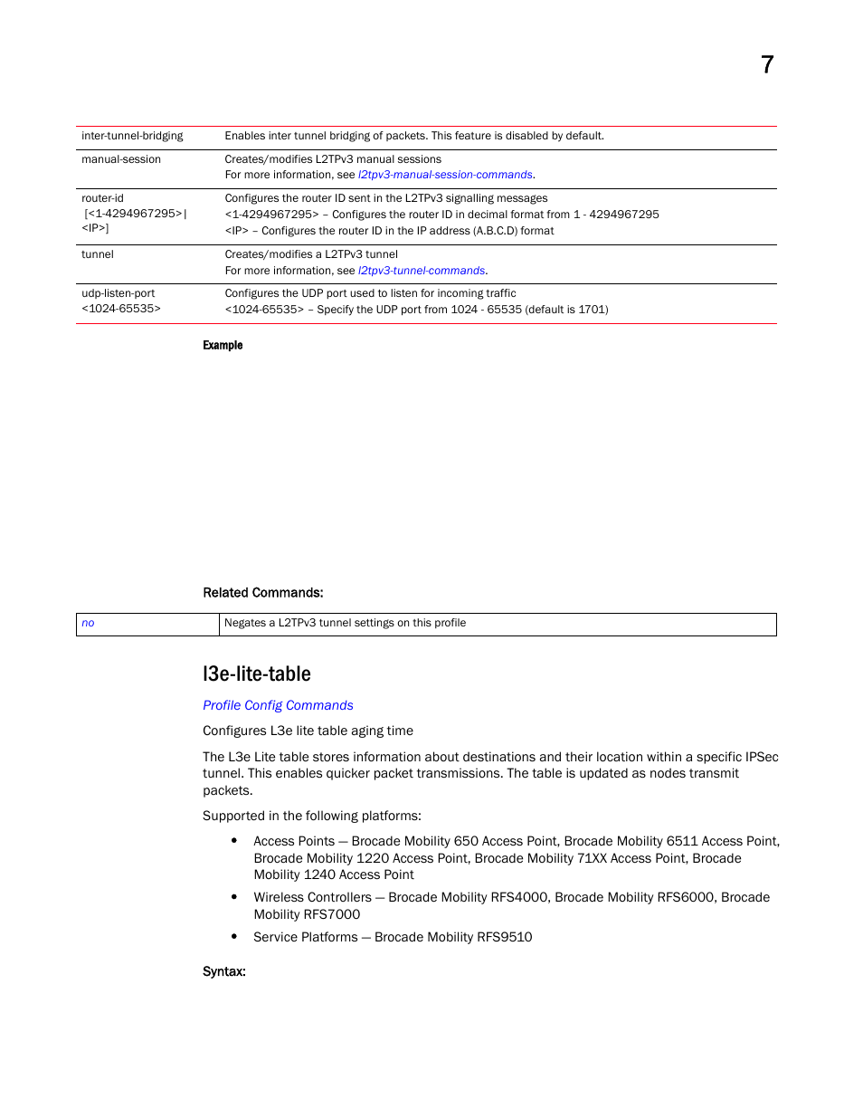 L3e-lite-table | Brocade Mobility RFS Controller CLI Reference Guide (Supporting software release 5.5.0.0 and later) User Manual | Page 766 / 1355