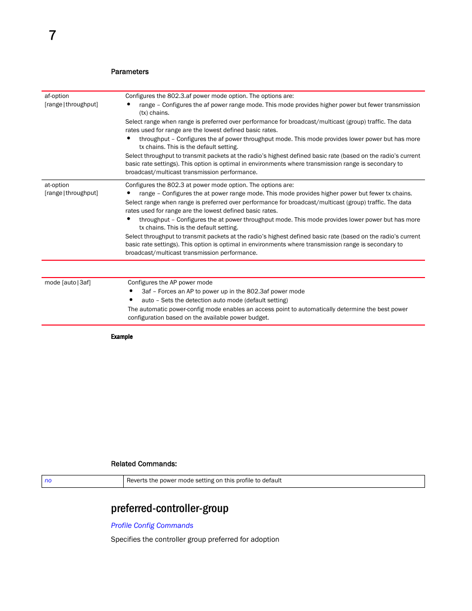 Preferred-controller-group, Preferred-controller-g roup | Brocade Mobility RFS Controller CLI Reference Guide (Supporting software release 5.5.0.0 and later) User Manual | Page 797 / 1355