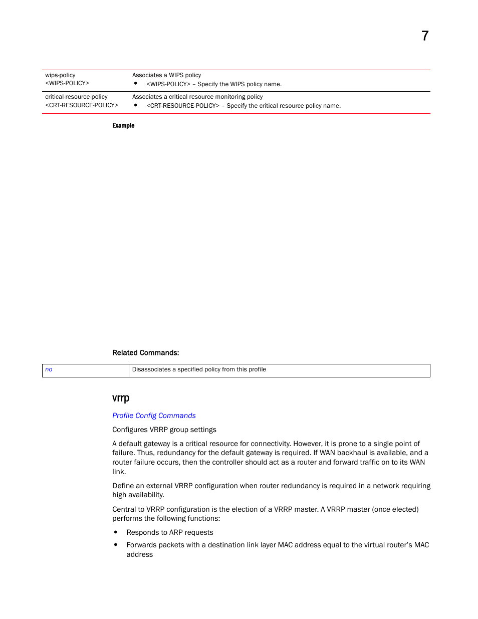 Vrrp | Brocade Mobility RFS Controller CLI Reference Guide (Supporting software release 5.5.0.0 and later) User Manual | Page 808 / 1355