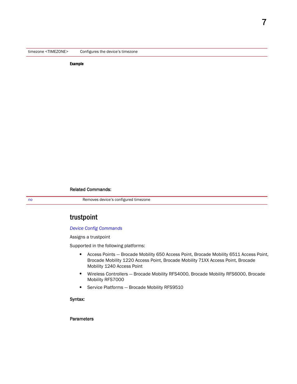 Trustpoint | Brocade Mobility RFS Controller CLI Reference Guide (Supporting software release 5.5.0.0 and later) User Manual | Page 842 / 1355