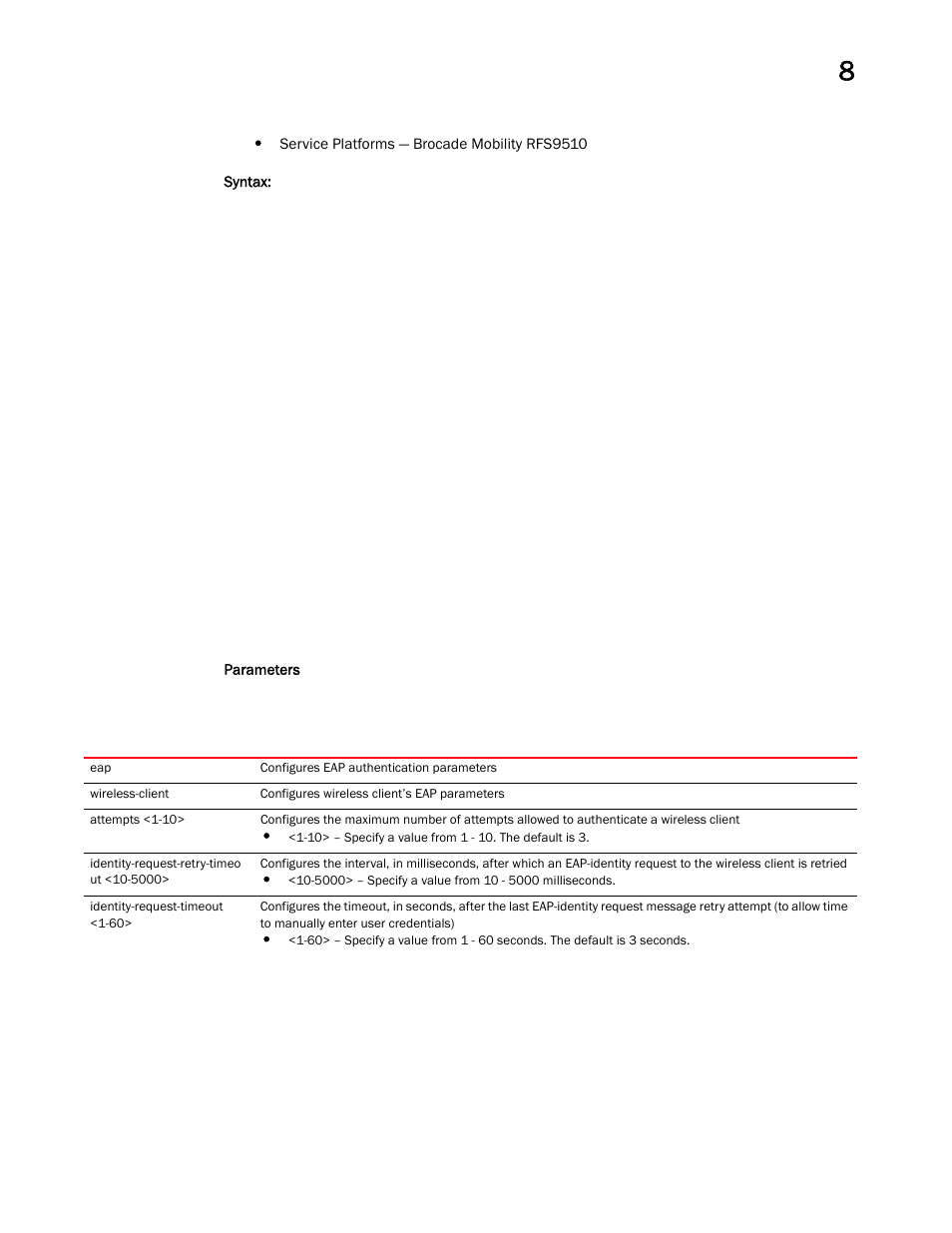 Brocade Mobility RFS Controller CLI Reference Guide (Supporting software release 5.5.0.0 and later) User Manual | Page 852 / 1355