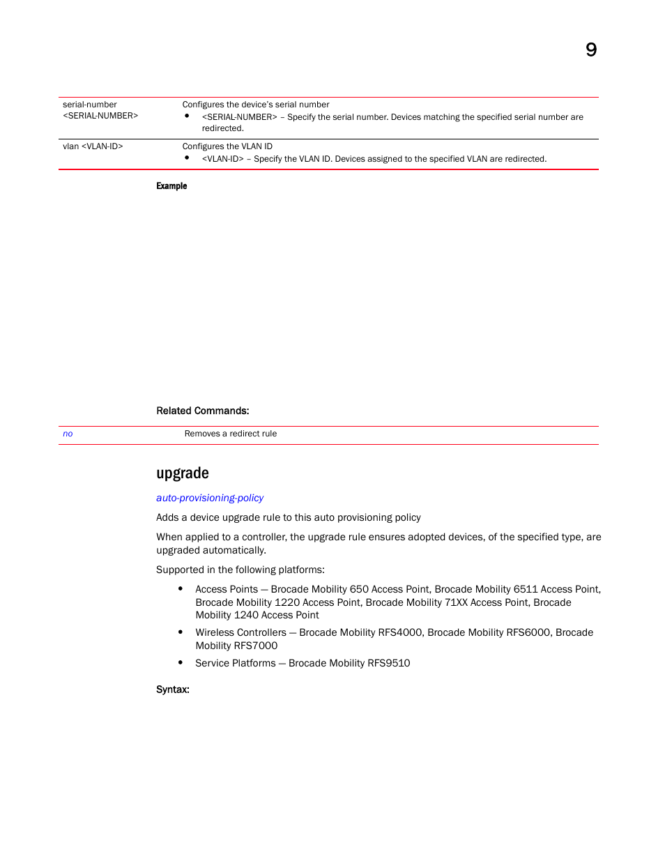 Upgrade | Brocade Mobility RFS Controller CLI Reference Guide (Supporting software release 5.5.0.0 and later) User Manual | Page 879 / 1355