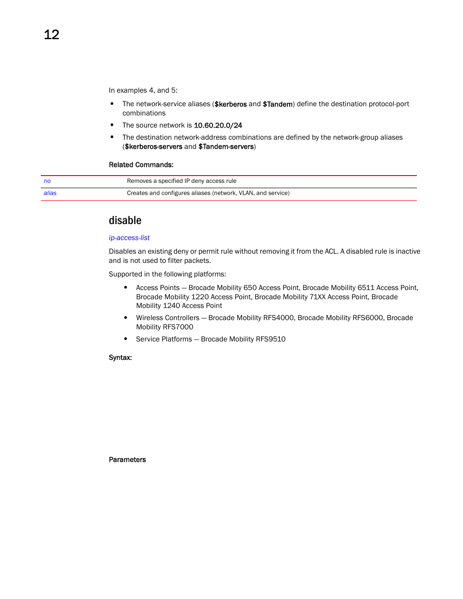 Disable | Brocade Mobility RFS Controller CLI Reference Guide (Supporting software release 5.5.0.0 and later) User Manual | Page 914 / 1355