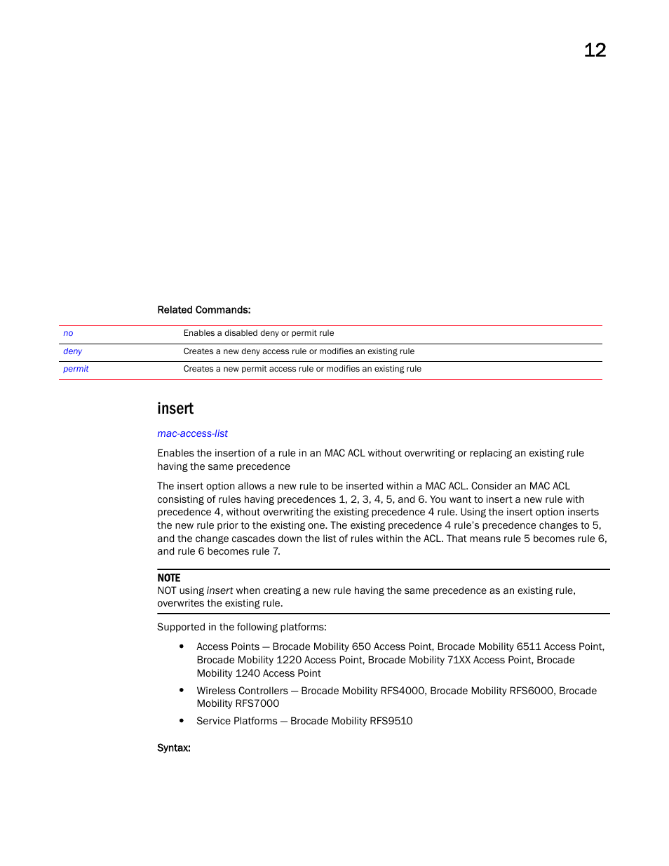 Insert | Brocade Mobility RFS Controller CLI Reference Guide (Supporting software release 5.5.0.0 and later) User Manual | Page 933 / 1355