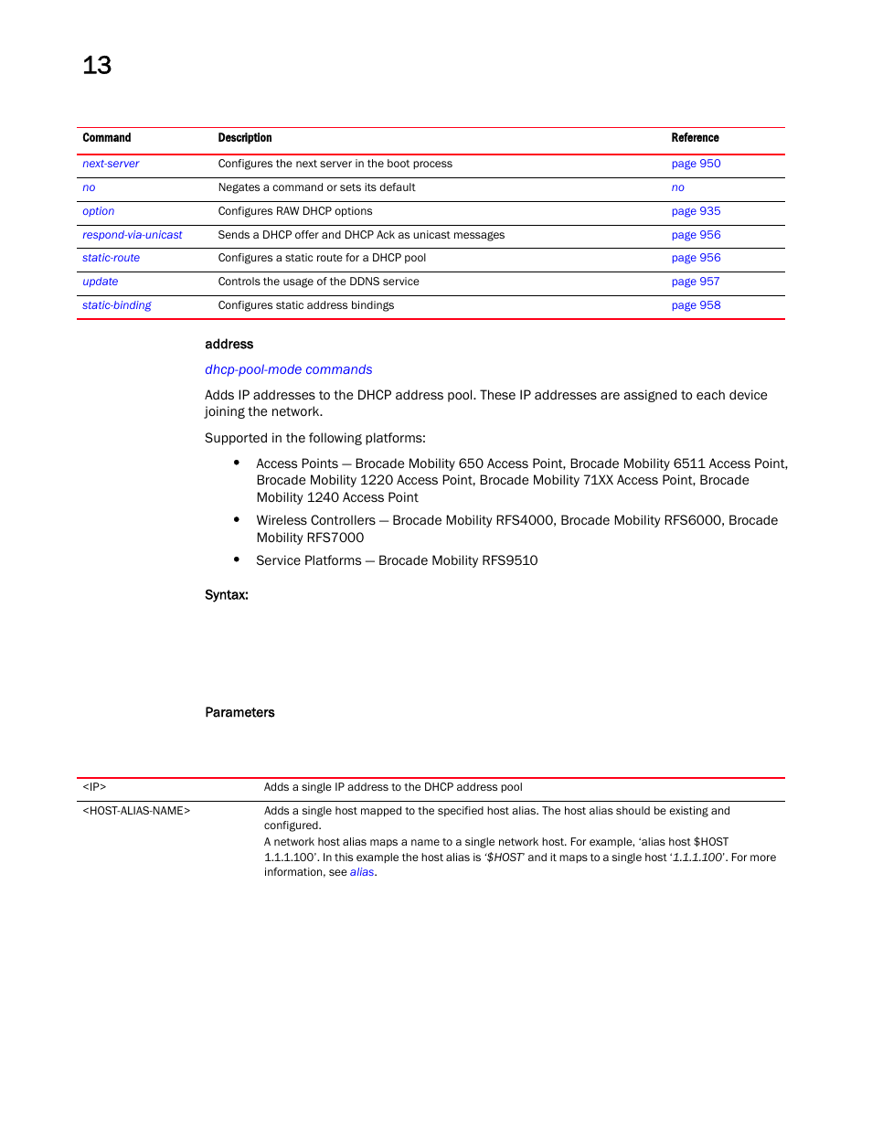 Address | Brocade Mobility RFS Controller CLI Reference Guide (Supporting software release 5.5.0.0 and later) User Manual | Page 949 / 1355