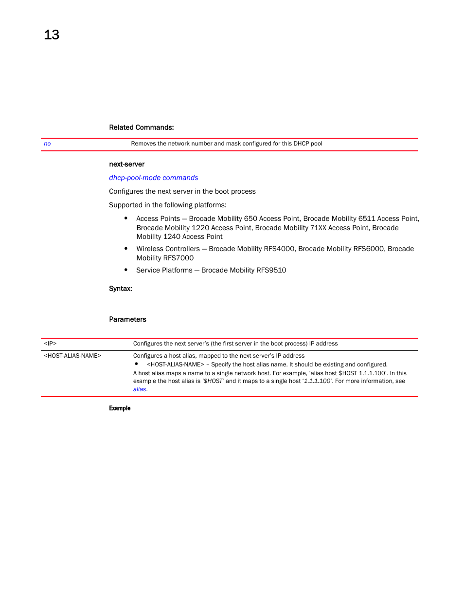 Next-server | Brocade Mobility RFS Controller CLI Reference Guide (Supporting software release 5.5.0.0 and later) User Manual | Page 961 / 1355