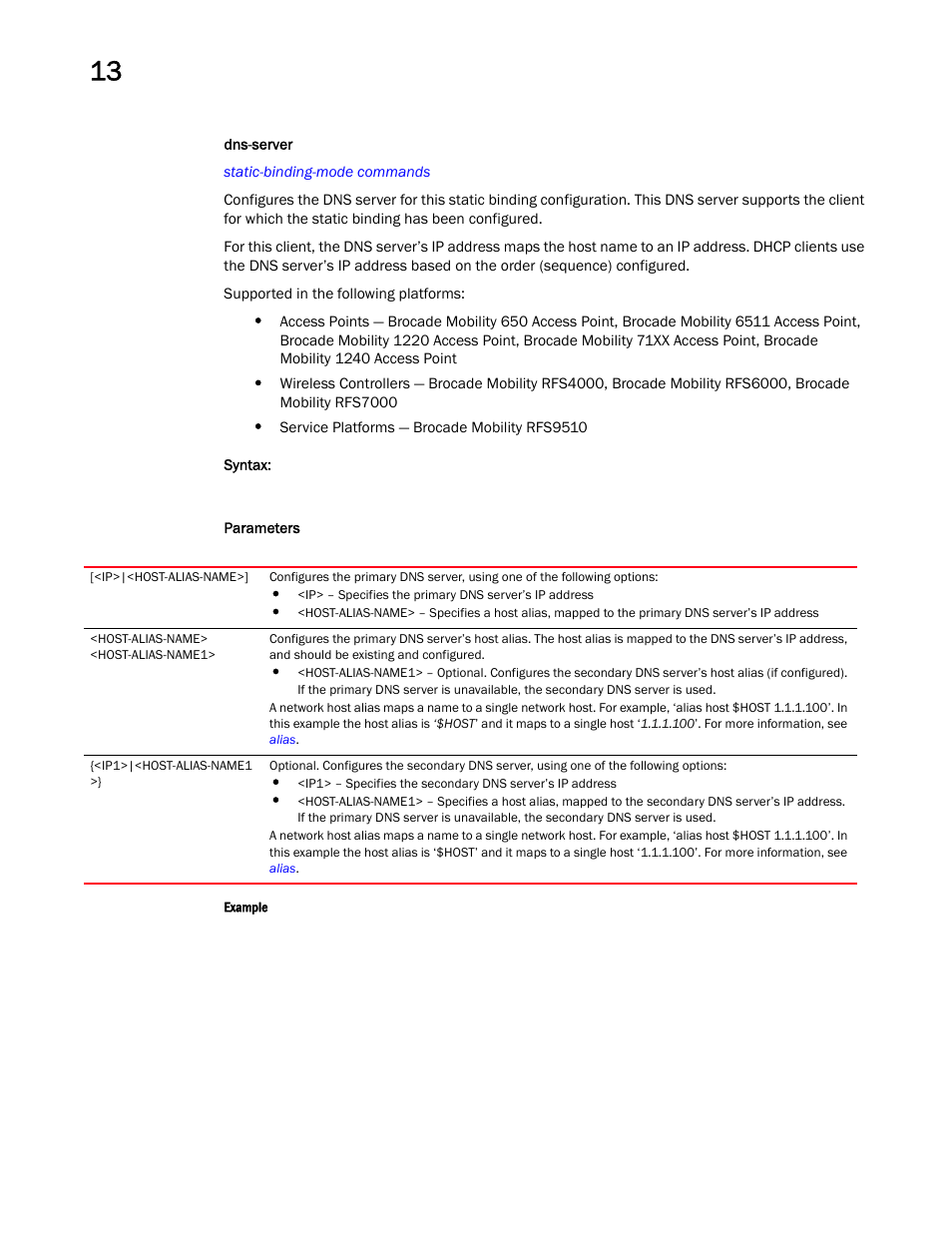 Dns-server | Brocade Mobility RFS Controller CLI Reference Guide (Supporting software release 5.5.0.0 and later) User Manual | Page 975 / 1355