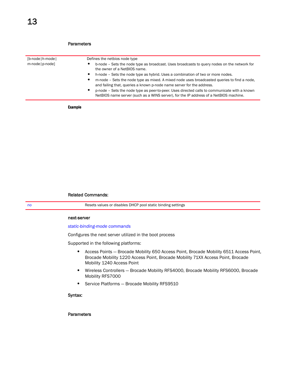 Next-server | Brocade Mobility RFS Controller CLI Reference Guide (Supporting software release 5.5.0.0 and later) User Manual | Page 979 / 1355