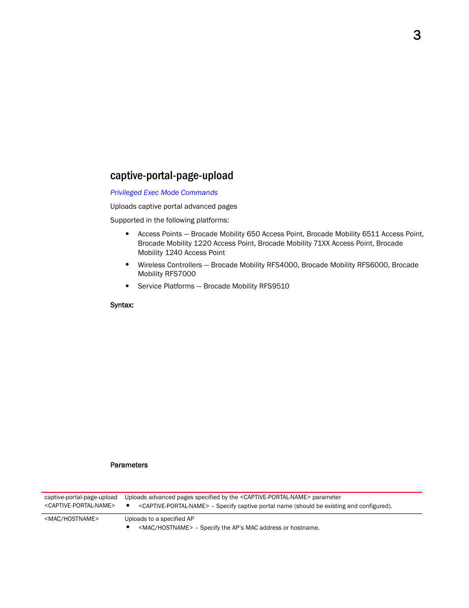 Captive-portal-page-upload | Brocade Mobility RFS Controller CLI Reference Guide (Supporting software release 5.5.0.0 and later) User Manual | Page 98 / 1355