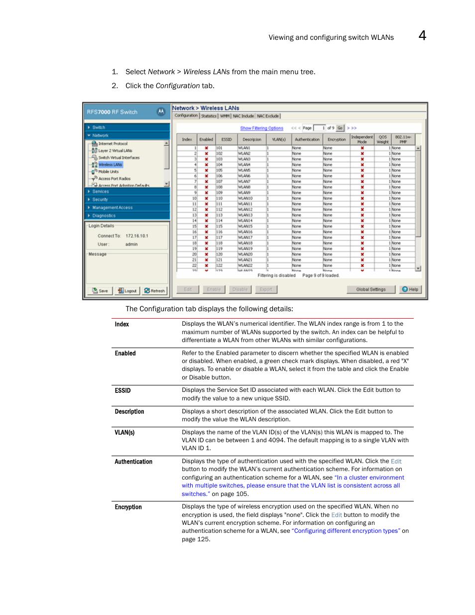 Brocade Mobility RFS7000-GR Controller System Reference Guide (Supporting software release 4.1.0.0-040GR and later) User Manual | Page 111 / 556