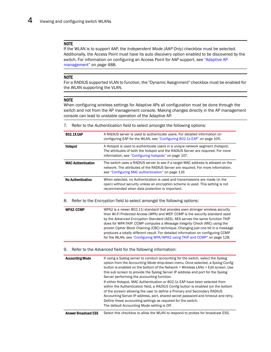 Brocade Mobility RFS7000-GR Controller System Reference Guide (Supporting software release 4.1.0.0-040GR and later) User Manual | Page 116 / 556