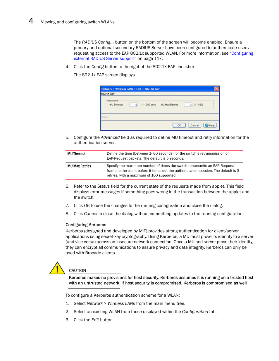 Configuring kerberos | Brocade Mobility RFS7000-GR Controller System Reference Guide (Supporting software release 4.1.0.0-040GR and later) User Manual | Page 120 / 556