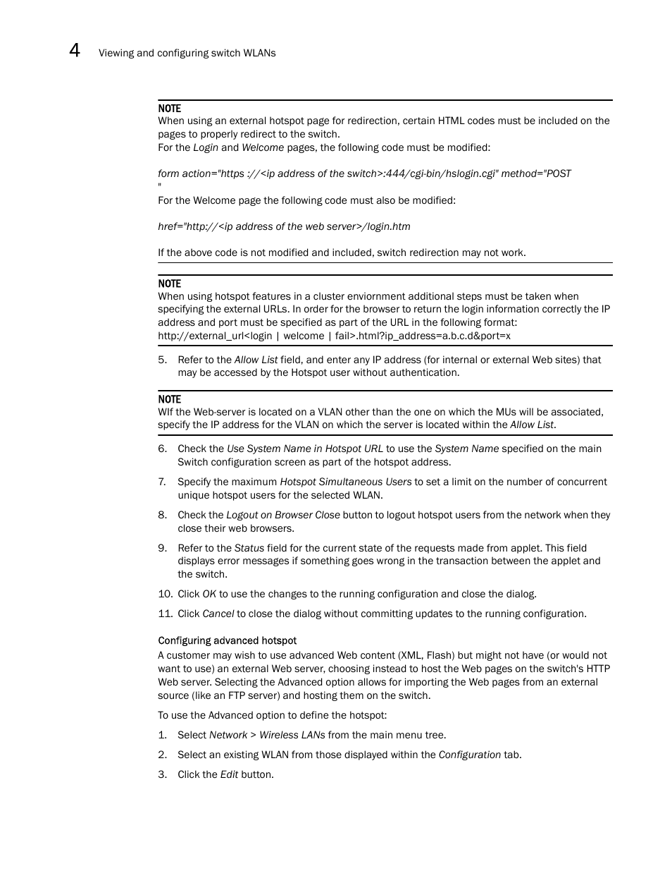 Configuring advanced hotspot | Brocade Mobility RFS7000-GR Controller System Reference Guide (Supporting software release 4.1.0.0-040GR and later) User Manual | Page 128 / 556