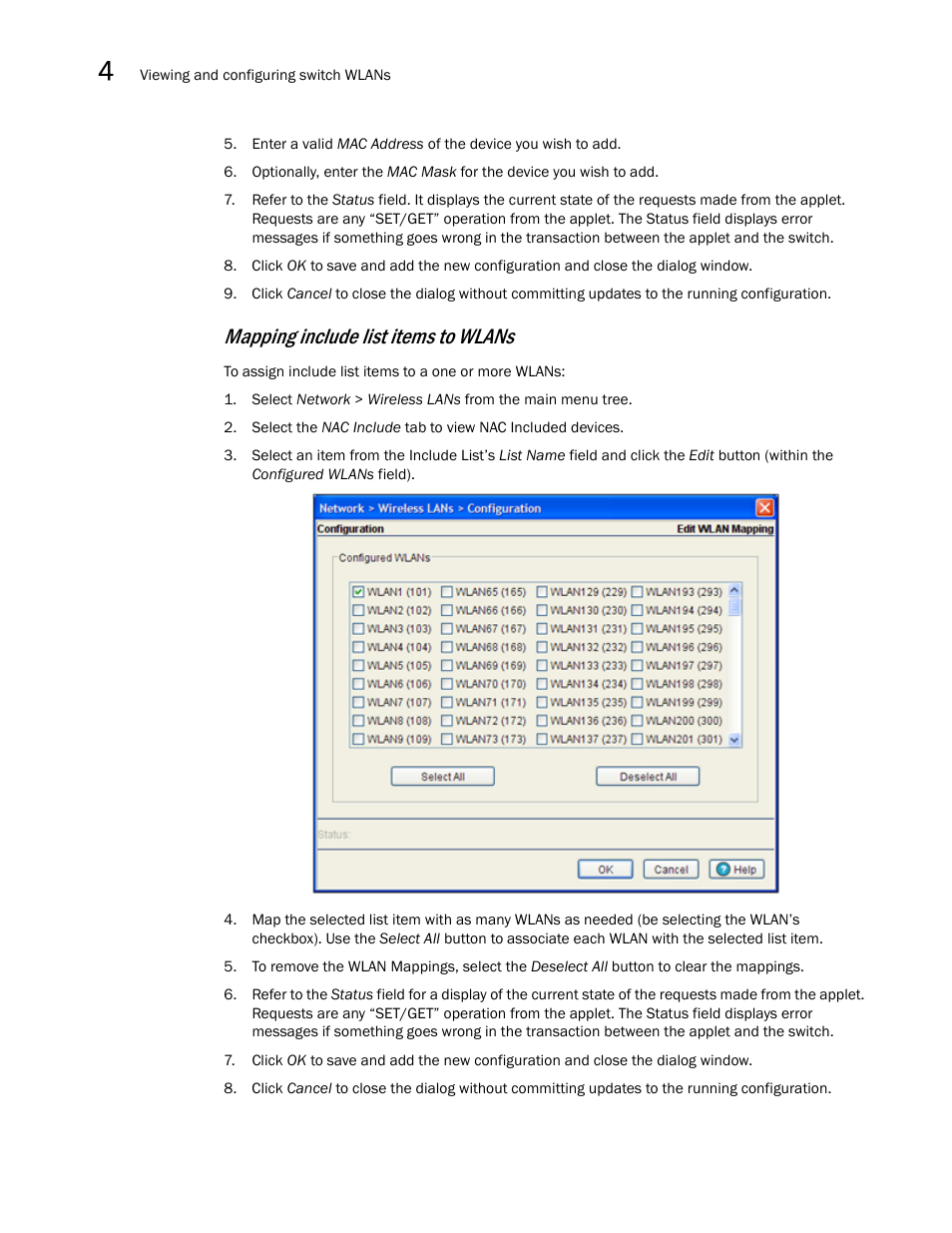 Mapping include list items, To wlans, Mapping include list items to wlans | Brocade Mobility RFS7000-GR Controller System Reference Guide (Supporting software release 4.1.0.0-040GR and later) User Manual | Page 158 / 556