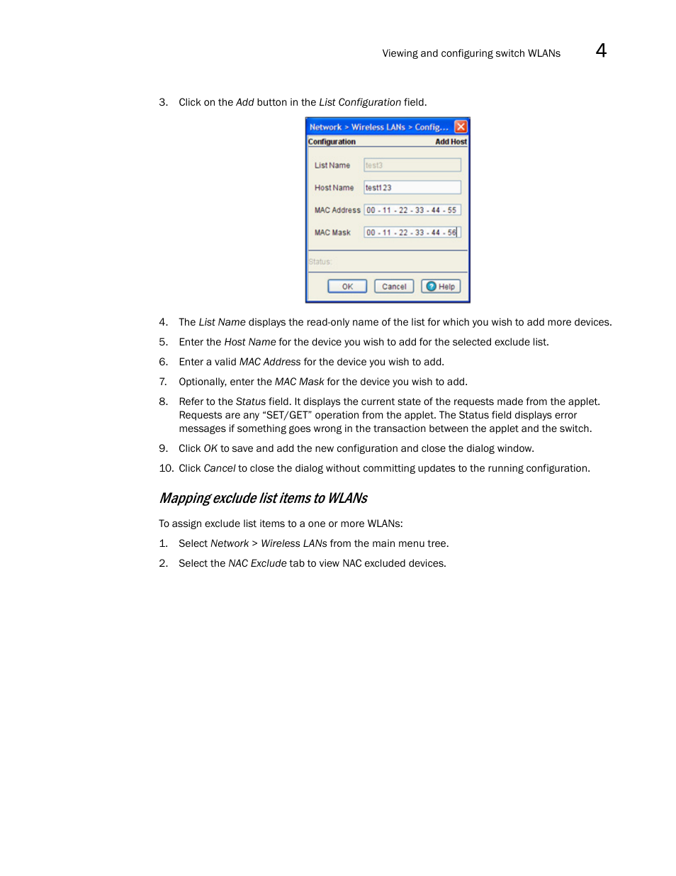 Mapping exclude list, Items to wlans, Mapping exclude list items to wlans | Brocade Mobility RFS7000-GR Controller System Reference Guide (Supporting software release 4.1.0.0-040GR and later) User Manual | Page 161 / 556
