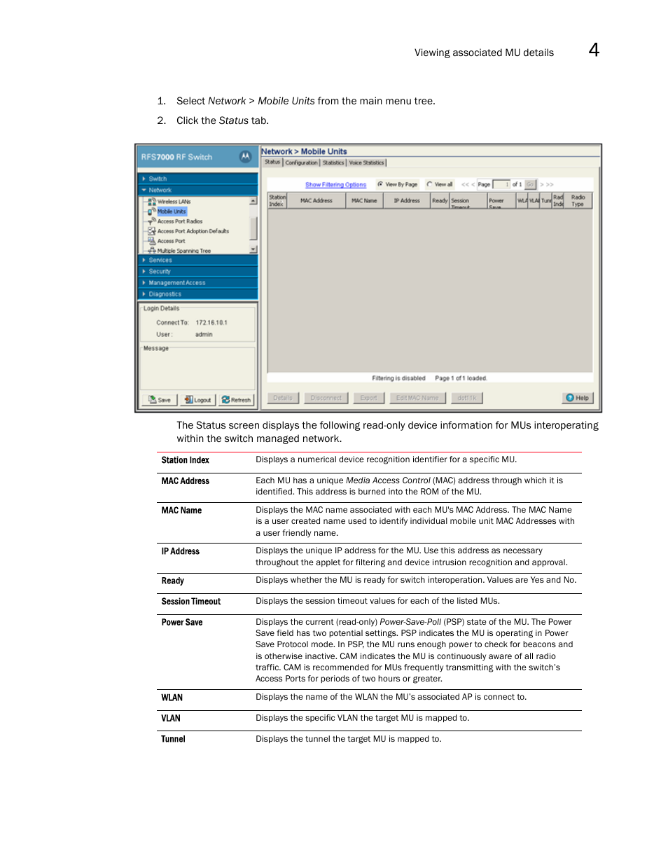 Brocade Mobility RFS7000-GR Controller System Reference Guide (Supporting software release 4.1.0.0-040GR and later) User Manual | Page 165 / 556