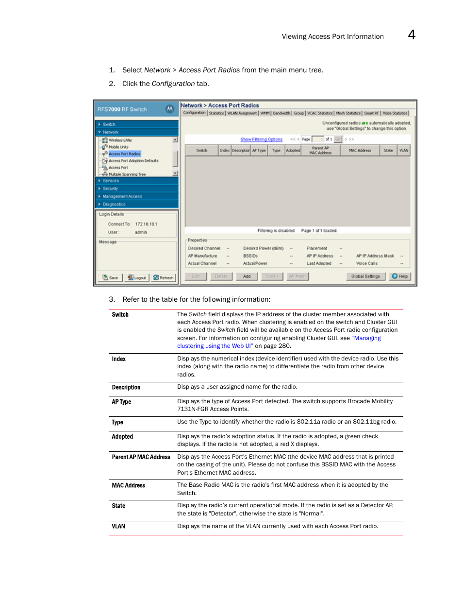 Brocade Mobility RFS7000-GR Controller System Reference Guide (Supporting software release 4.1.0.0-040GR and later) User Manual | Page 177 / 556