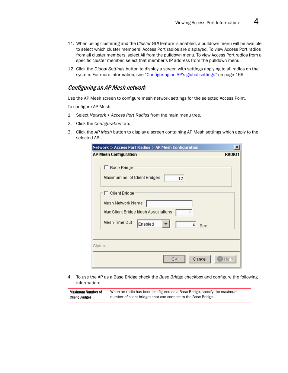 Configuring an ap mesh network | Brocade Mobility RFS7000-GR Controller System Reference Guide (Supporting software release 4.1.0.0-040GR and later) User Manual | Page 179 / 556