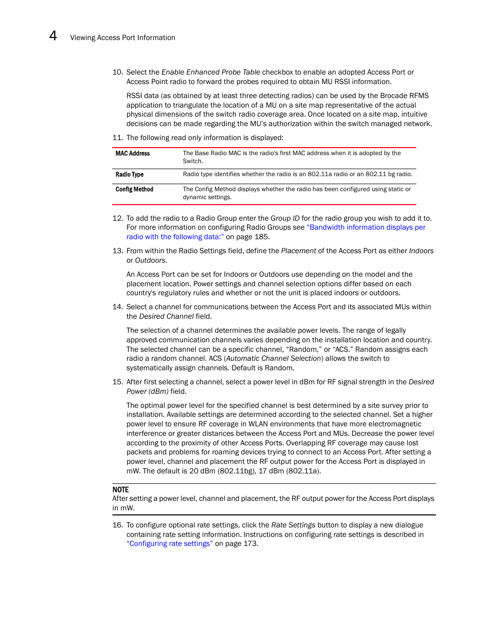 Brocade Mobility RFS7000-GR Controller System Reference Guide (Supporting software release 4.1.0.0-040GR and later) User Manual | Page 184 / 556