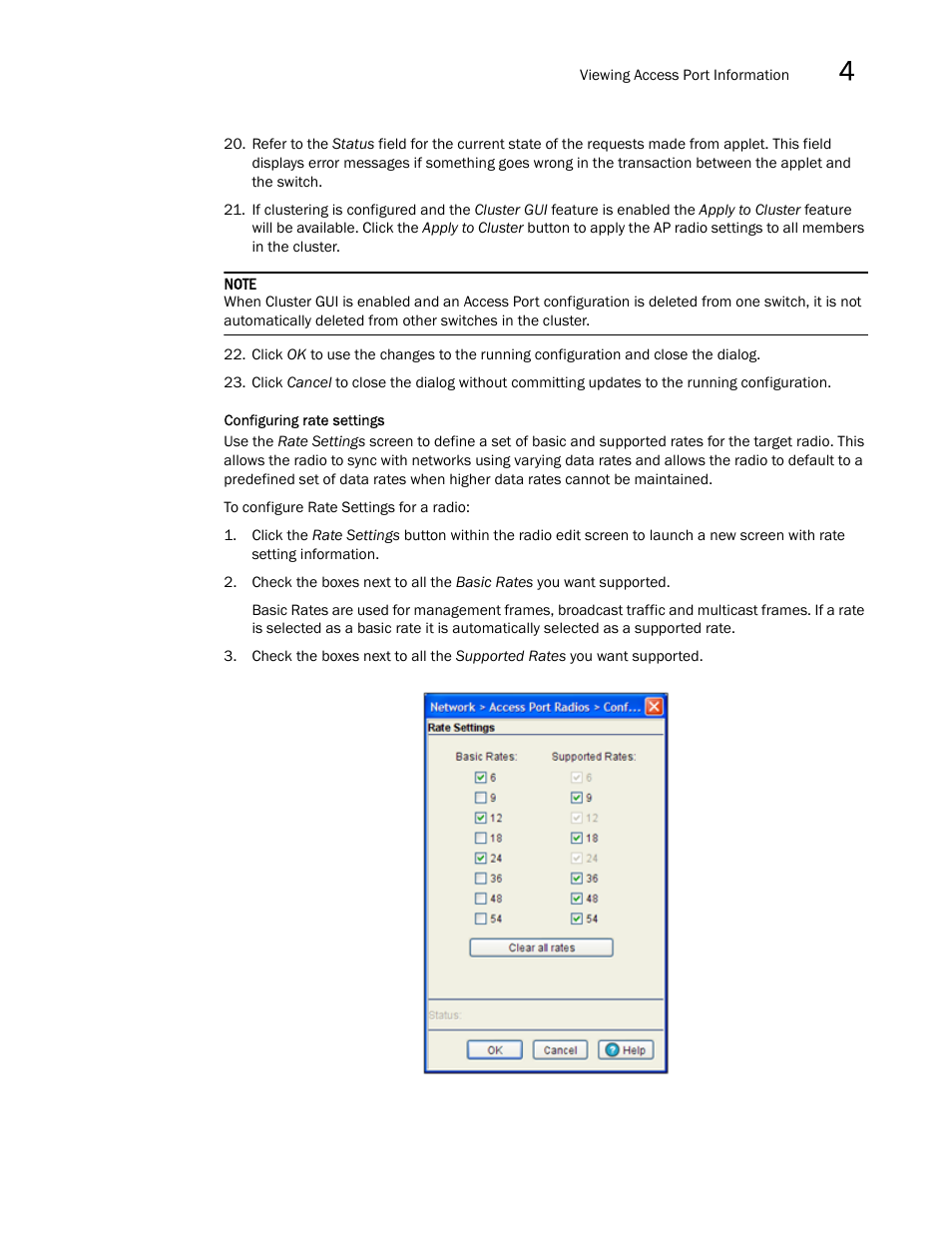 Configuring rate settings | Brocade Mobility RFS7000-GR Controller System Reference Guide (Supporting software release 4.1.0.0-040GR and later) User Manual | Page 187 / 556